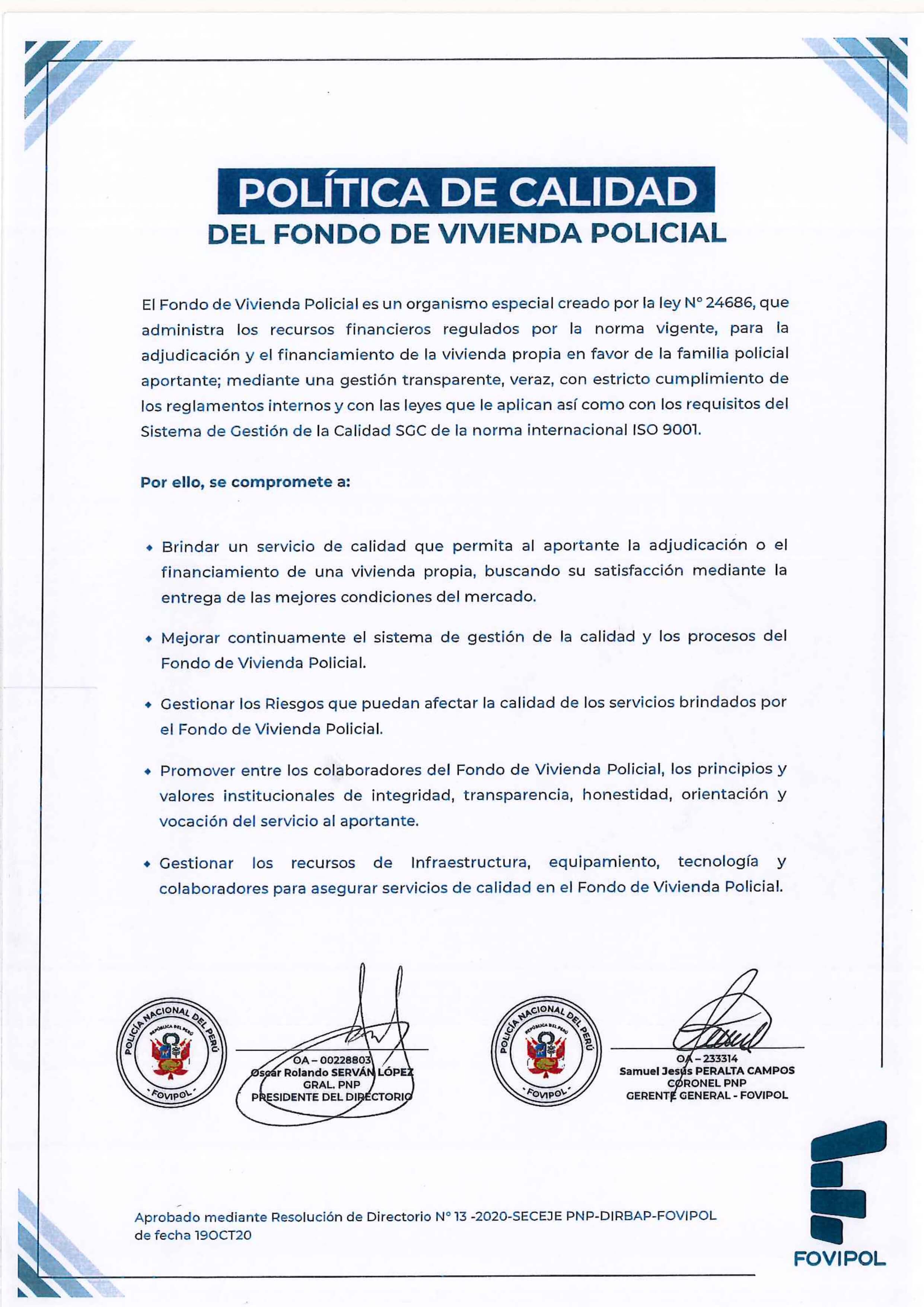 Política del Sistema de Gestión de Calidad