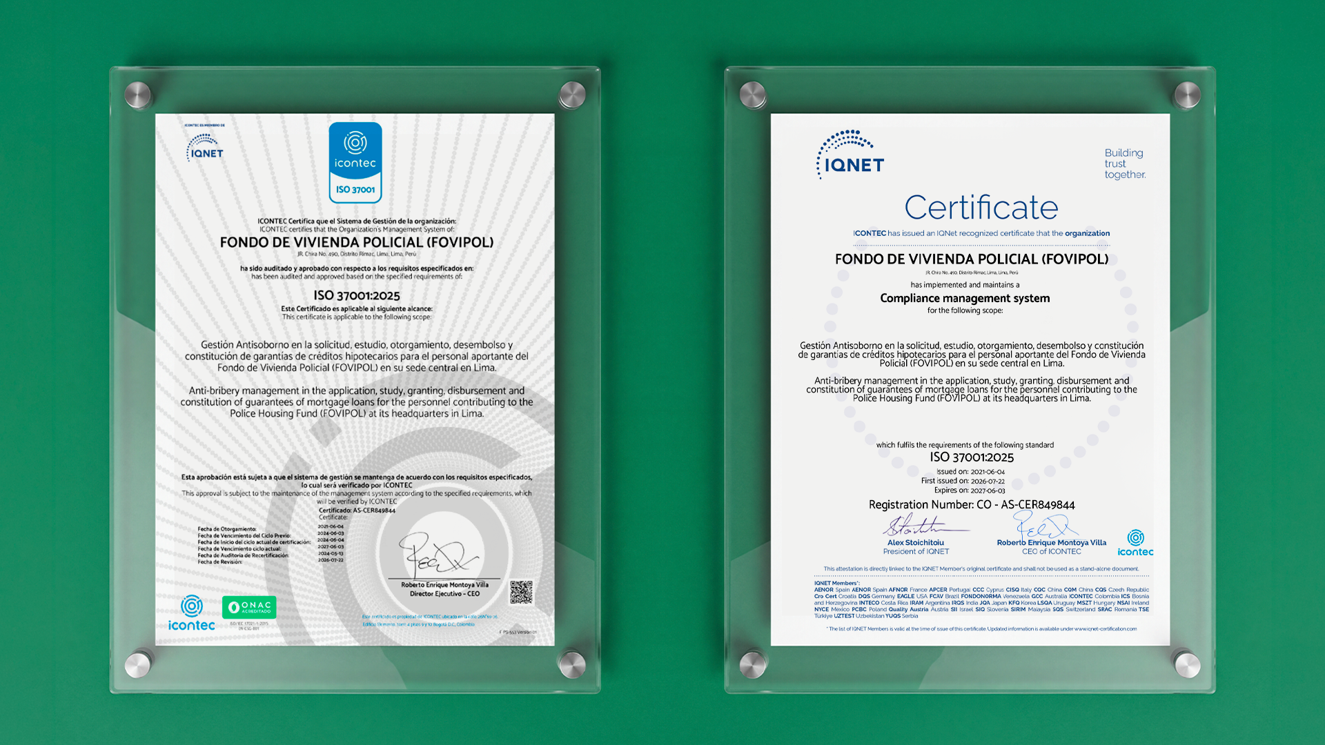 FOVIPOL renueva certificación internacional ISO 37001 en su Sistema de Gestión Antisoborno